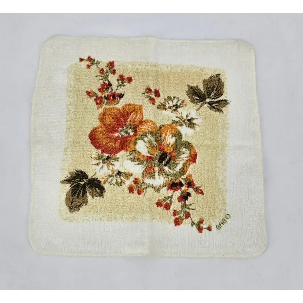 Vintage Floral Towel Set 3pc Fringe Trim Retro Cottagecore Kitchen Bath USA Made